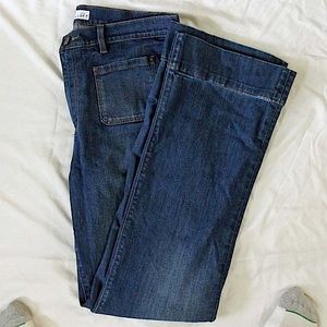 LOFT Wide Leg Trousers Size 12. Cotton Blend Blue Jeans